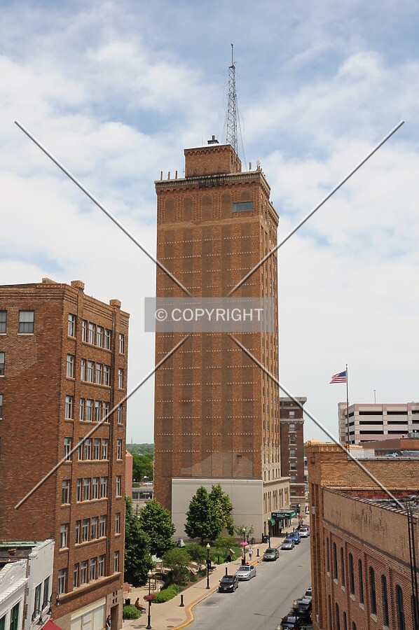 Windowless south facade from nearby parking ramp