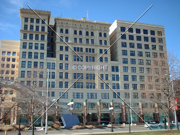 East facade across Main Street, 3 sections apparent