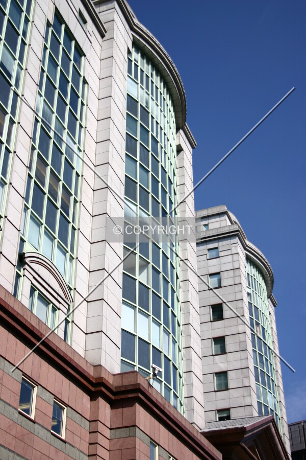 Looking up at the façade