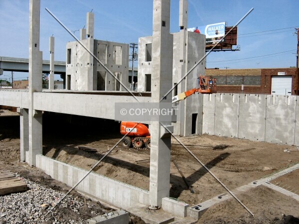 View to the west across the site, core and structure rising