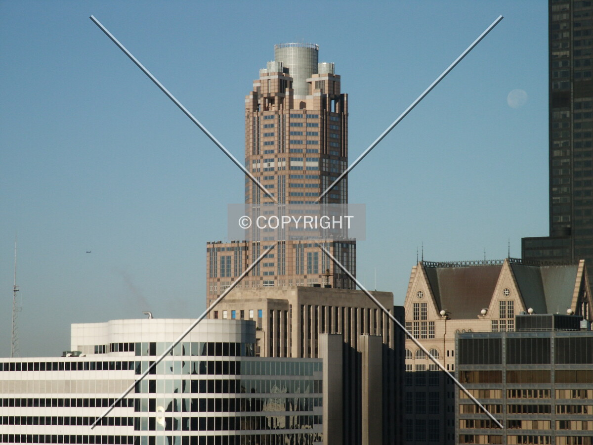 Early morning view from the Pittsfield Building with the moon on the right