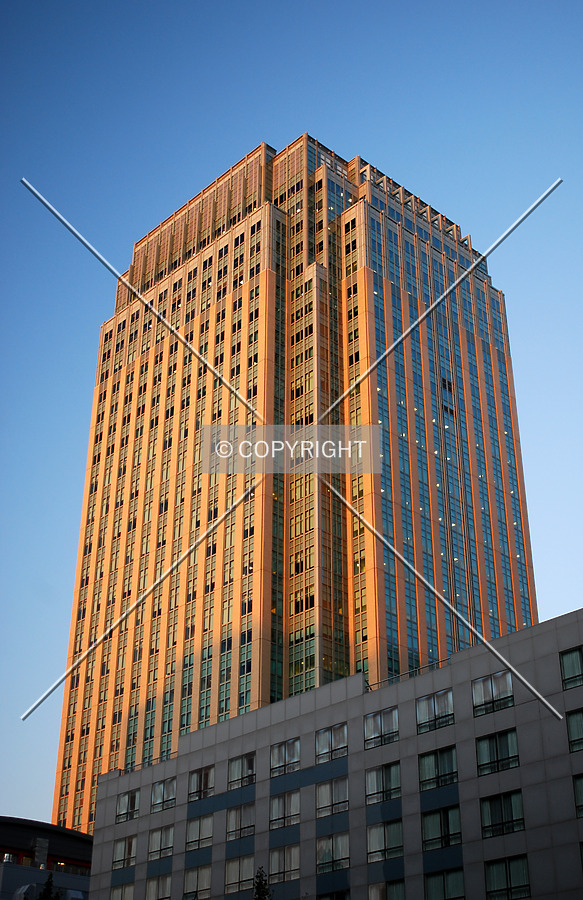 Viewed from the southwest at sunset