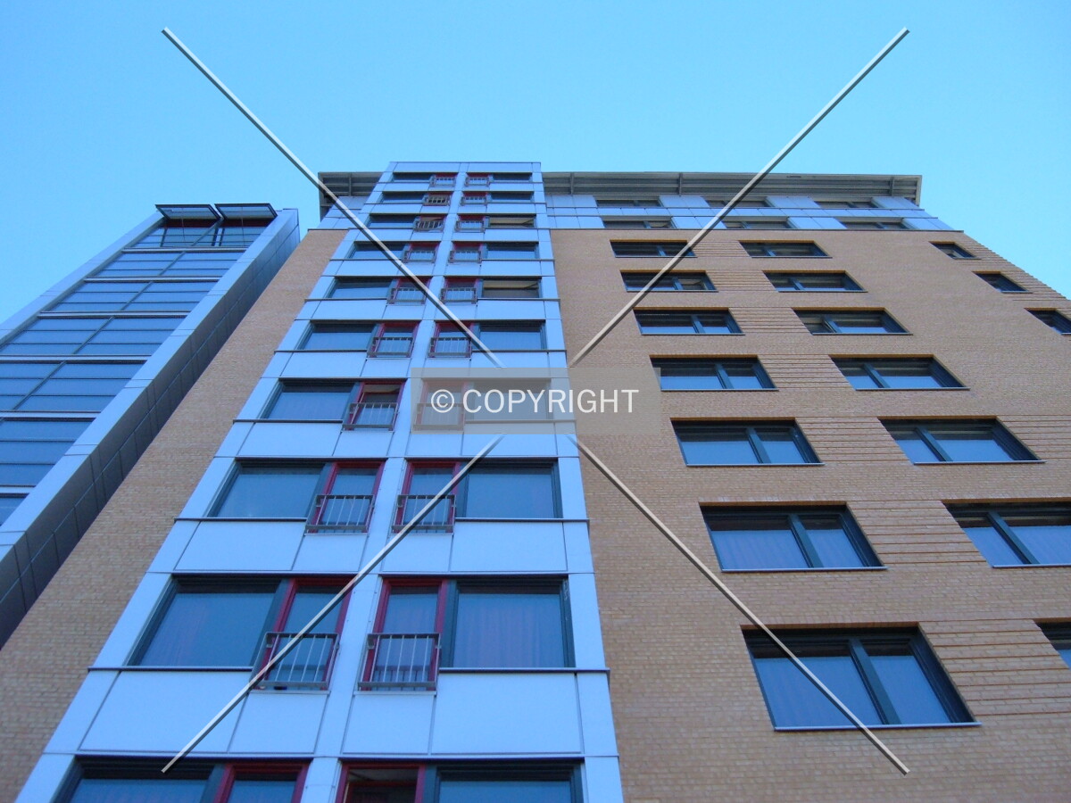 Looking up north facade