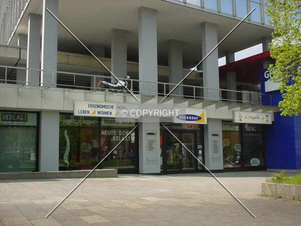 Base of the tower; at Limbecker Platz (main entrance is elevated)