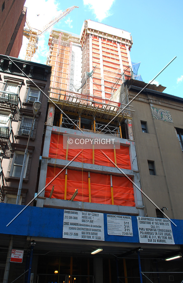 Looking up from West 43rd Street