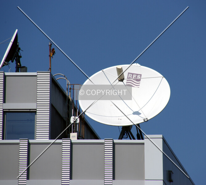 Satellite dishes on a building
