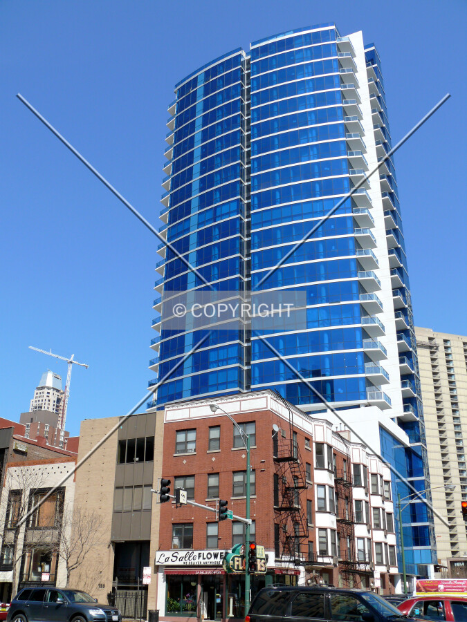 View to the west from Superior Street at LaSalle Street