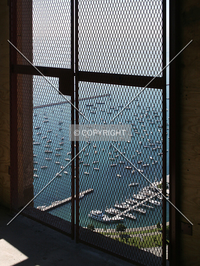 Looking southeast through the 46th floor hoist gate