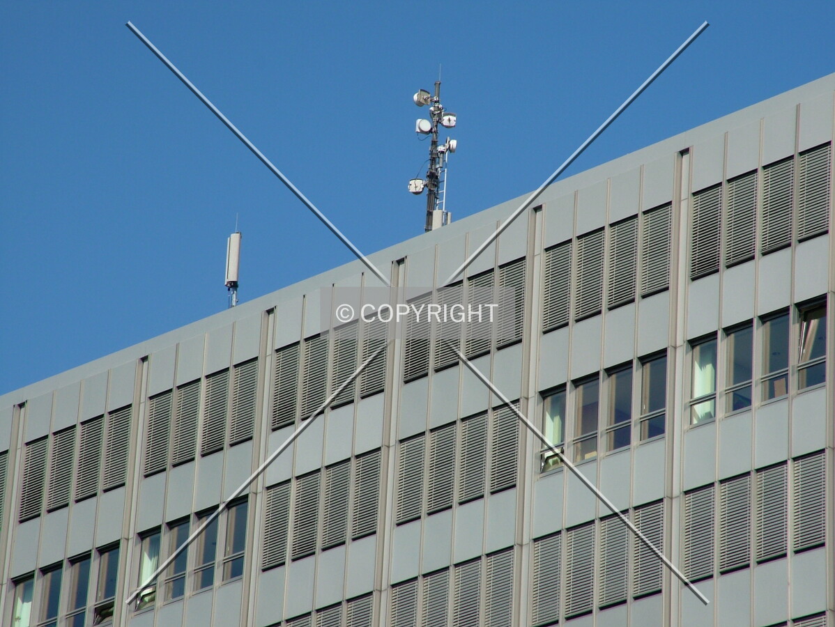 Antenna and window detail from the west