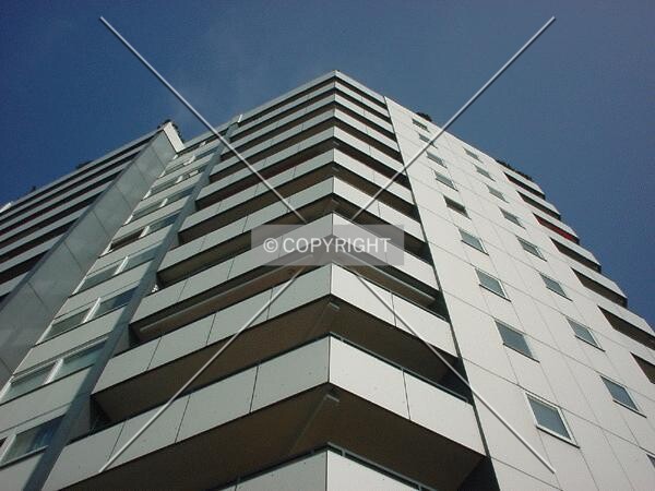 View to the top along the facade