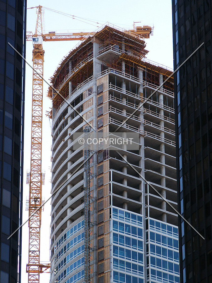 View from the northeast between the twin towers of McClurg Court Center