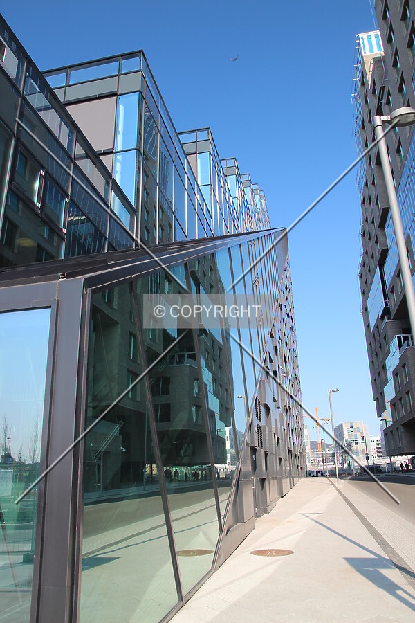 View of exterior elevator on east facade