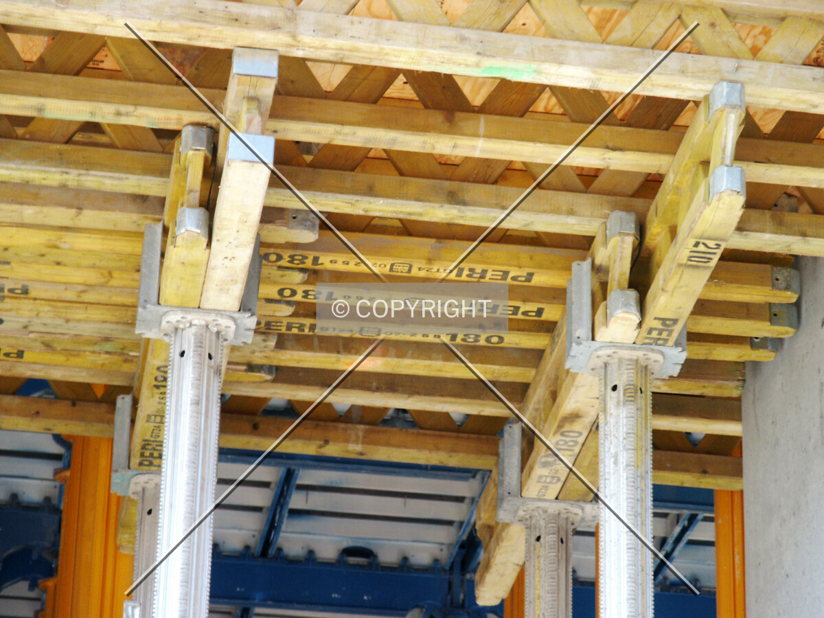 Formwork holding up the second floor