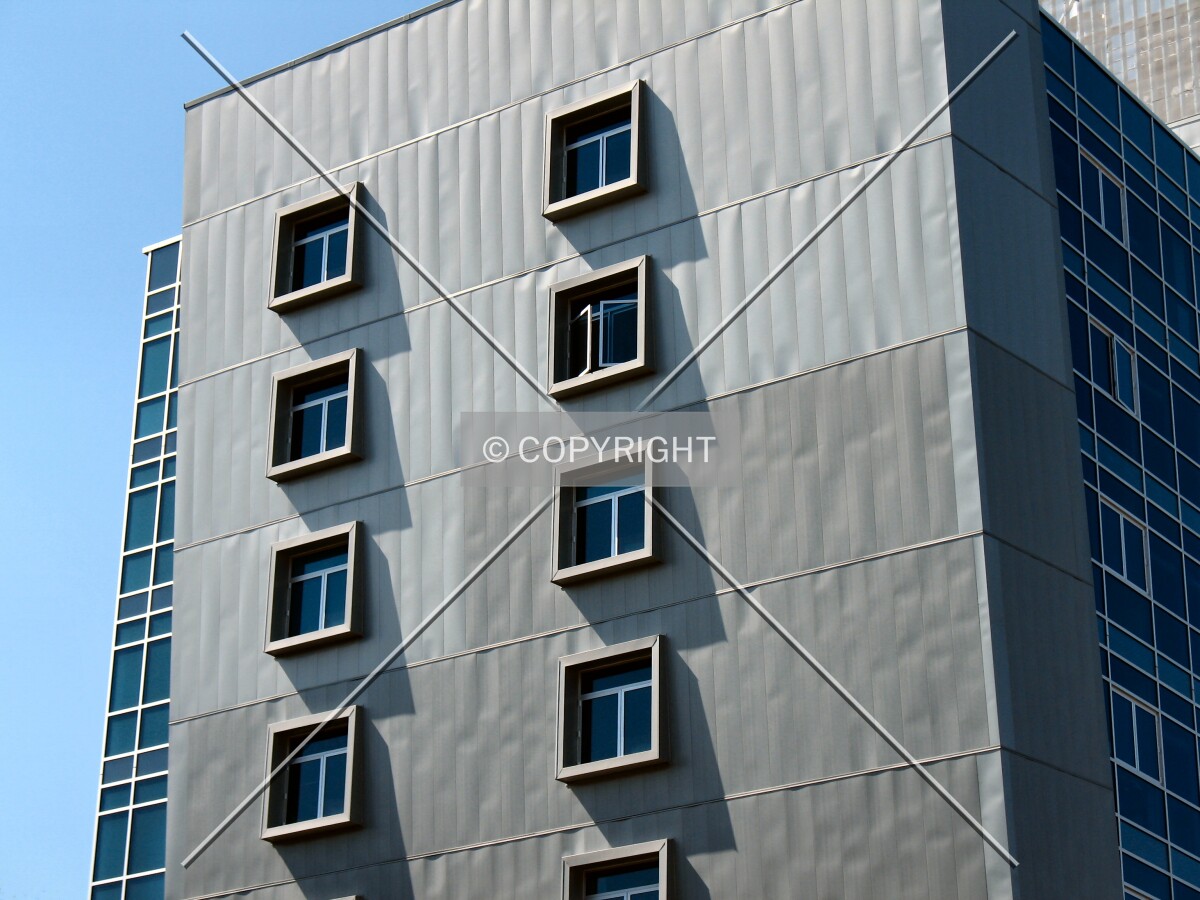 Punch windows on the northwest facade
