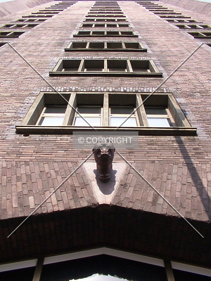 Looking up the front center