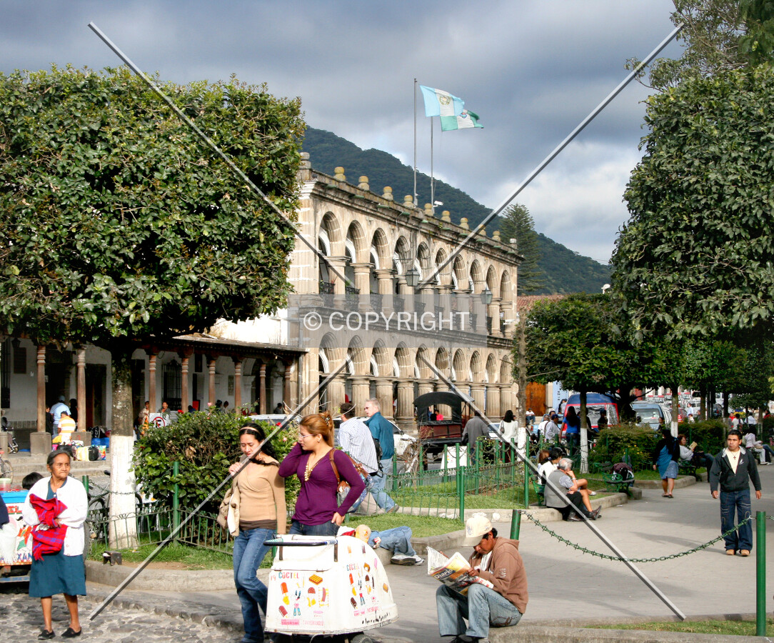 From the west across the city center park