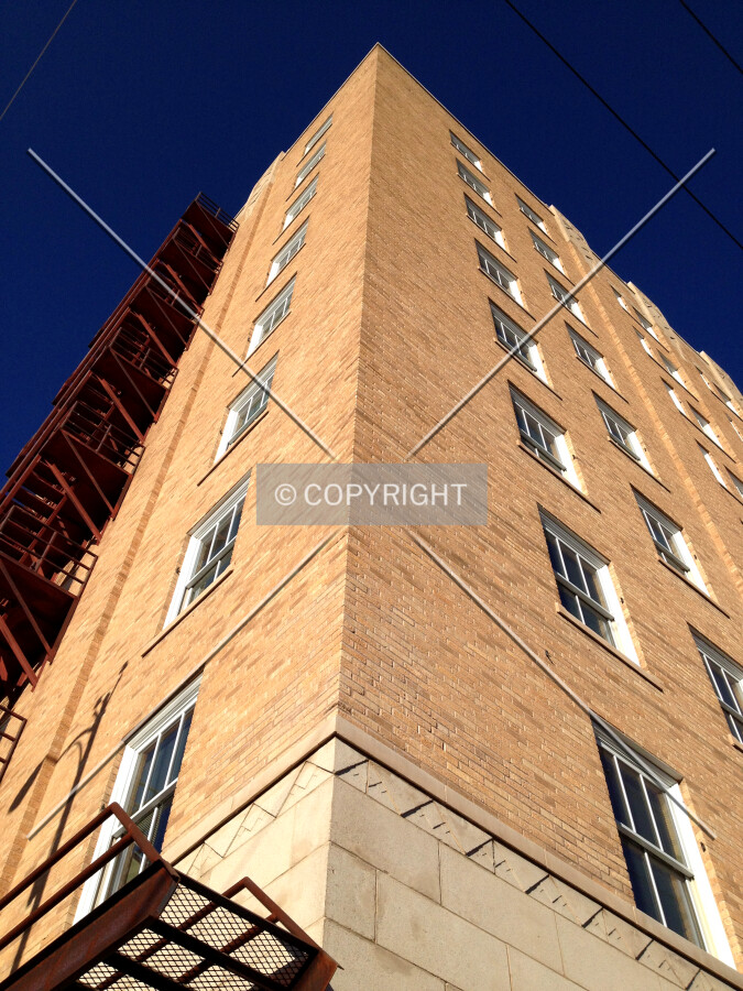 Looking up the southwest corner