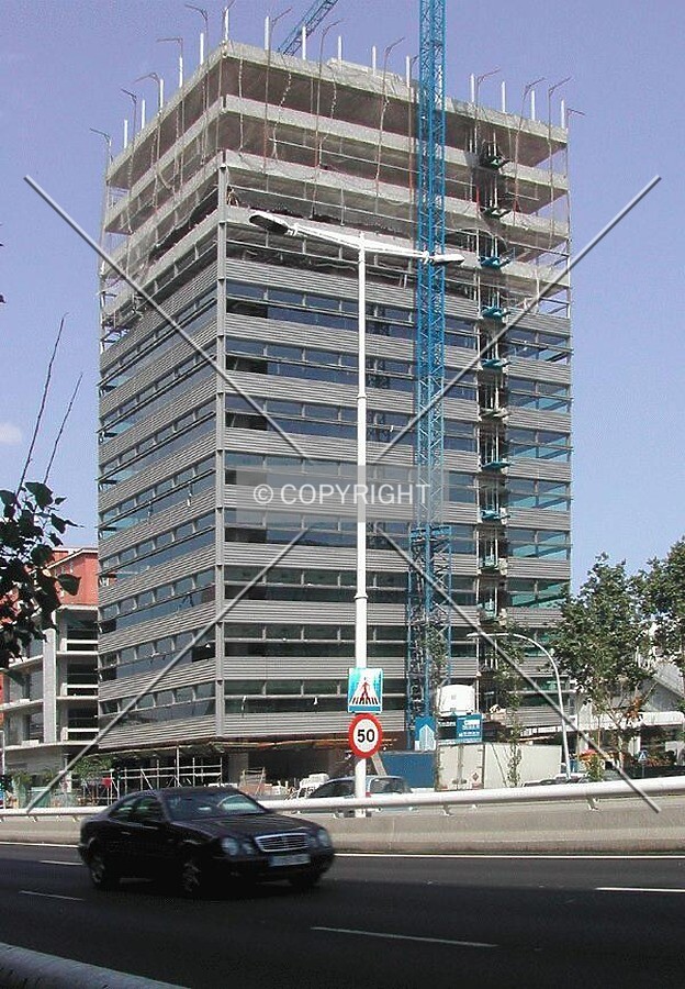 View of the building from the other side of Gran Via de les Corts Catalanes