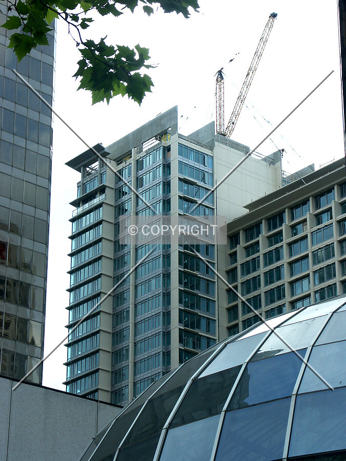 View northeast of crane removing the working crane