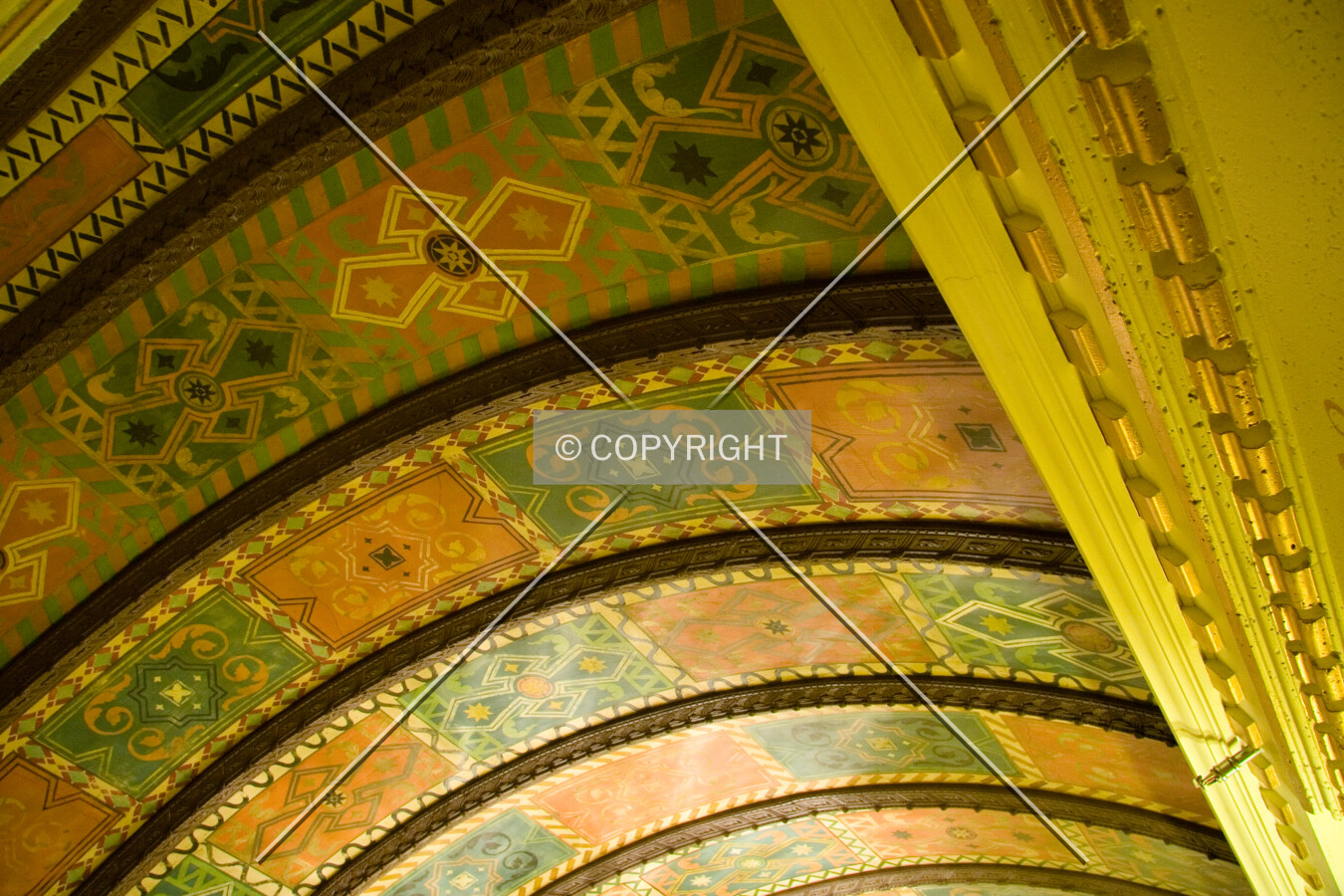Ceiling between the elevators outside the Hall of Lions