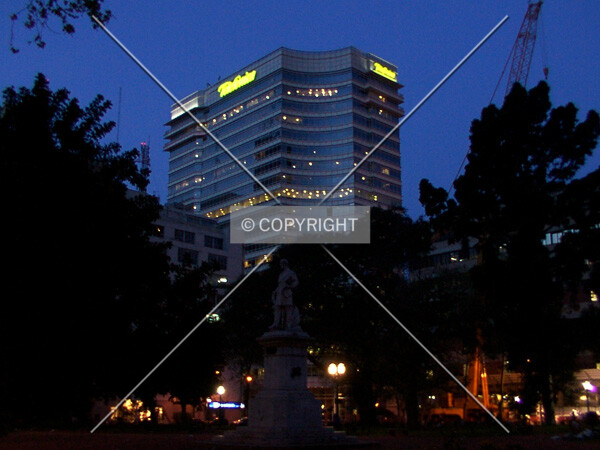 Nighttime view from the southwest