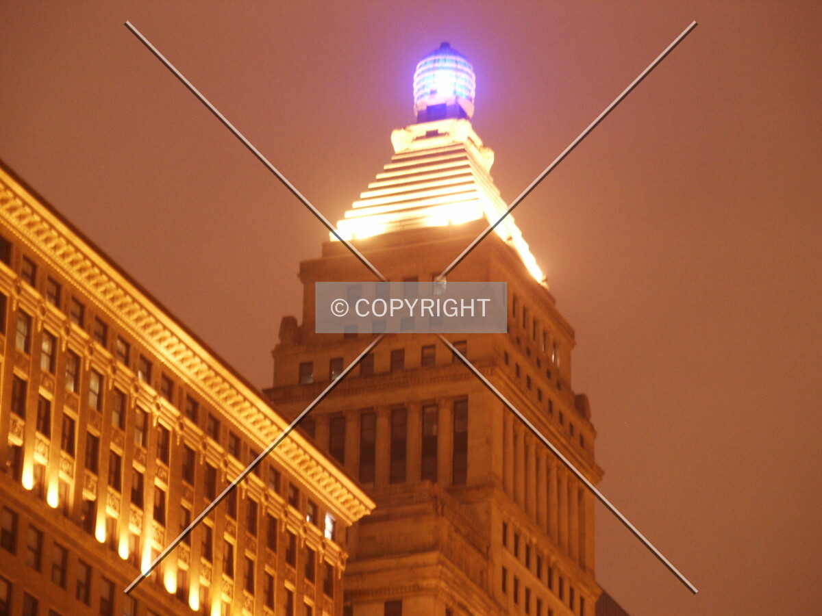 The tower on a misty night