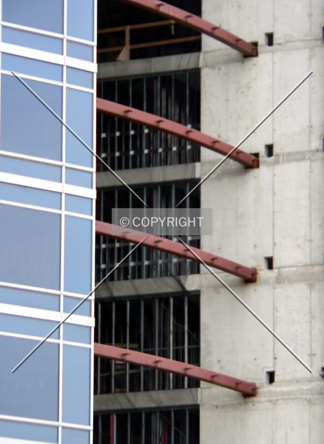 Steel banding visible on the western face
