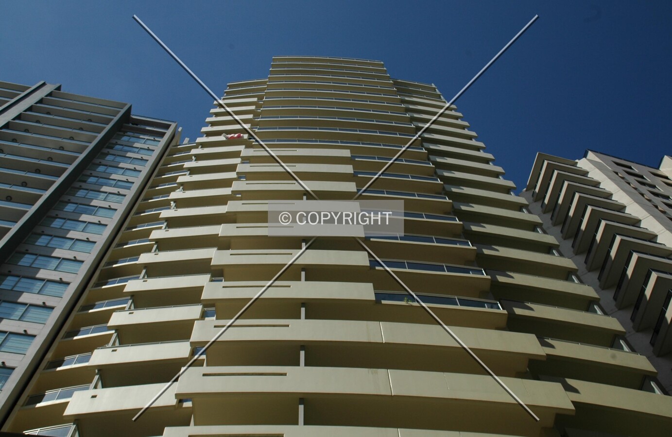 Looking up the west facade