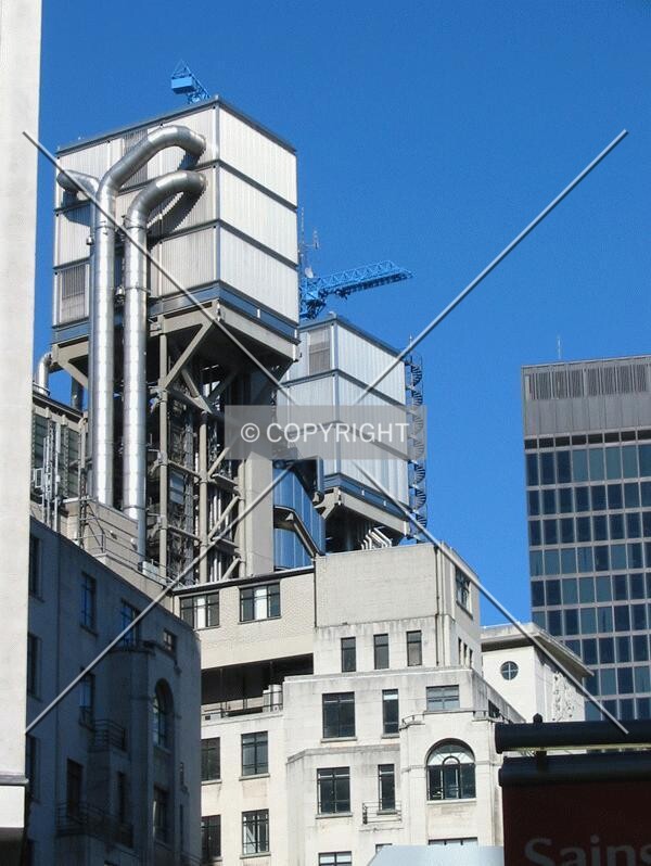 View of the mechanical penthouses from Mincing Lane