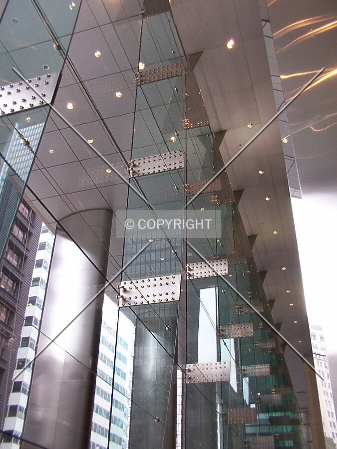 Inside view of the glass wall on Dearborn Street
