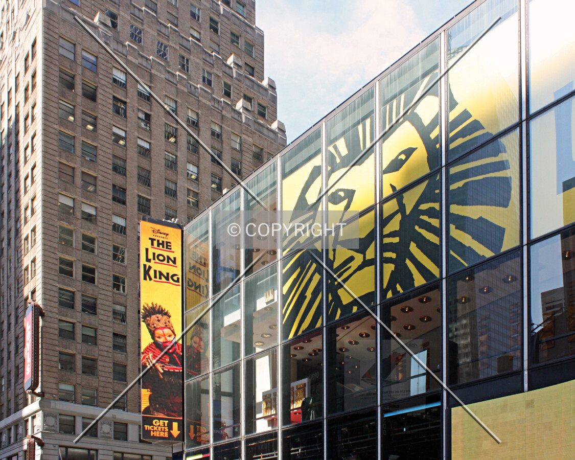 The Lion King advertisements on the southeast facade; April 25, 2014