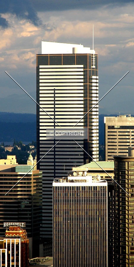From the northwest on the Space Needle observation deck