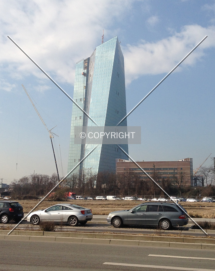 The ECB headquarters building in Frankfurt shortly after the construction cranes have been removed
