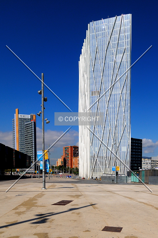 South facade of Torre Diagonal Zero Zero, designed by architect Enric Massip