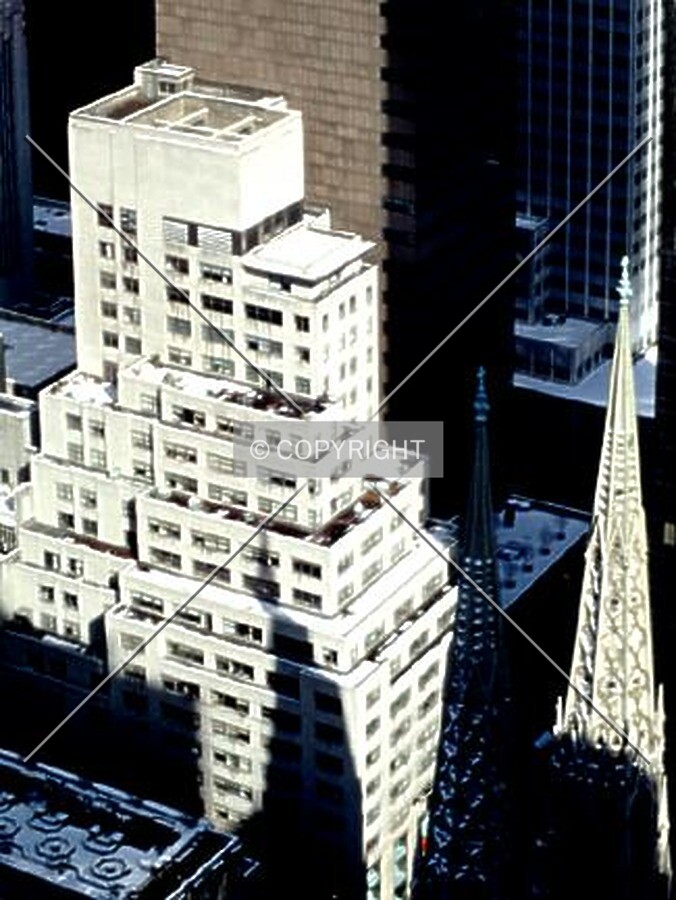 View from the southeast across St. Patrick's spires prior to reconstruction of the upper floors