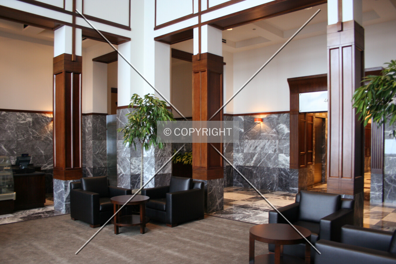 Looking southwest across the skylobby
