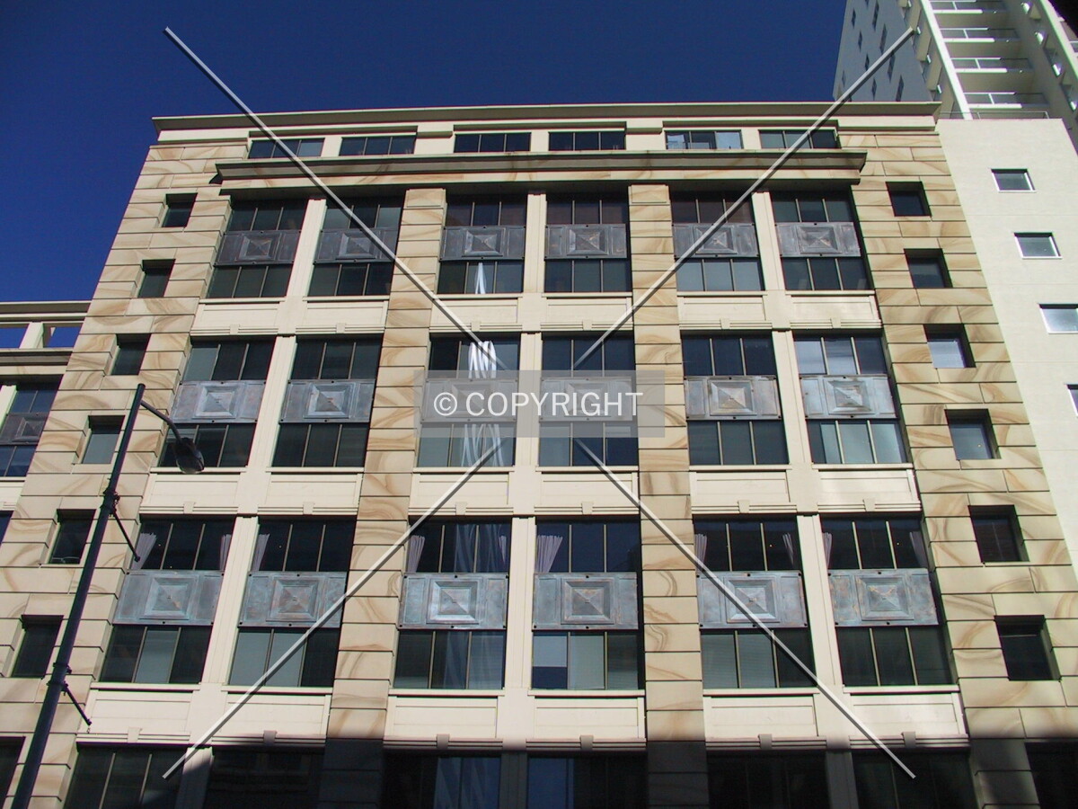 Looking up at the northeast facade