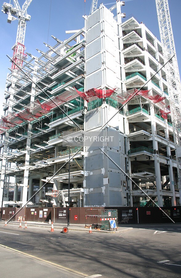 View northwest of the steel frame from Camomile Street