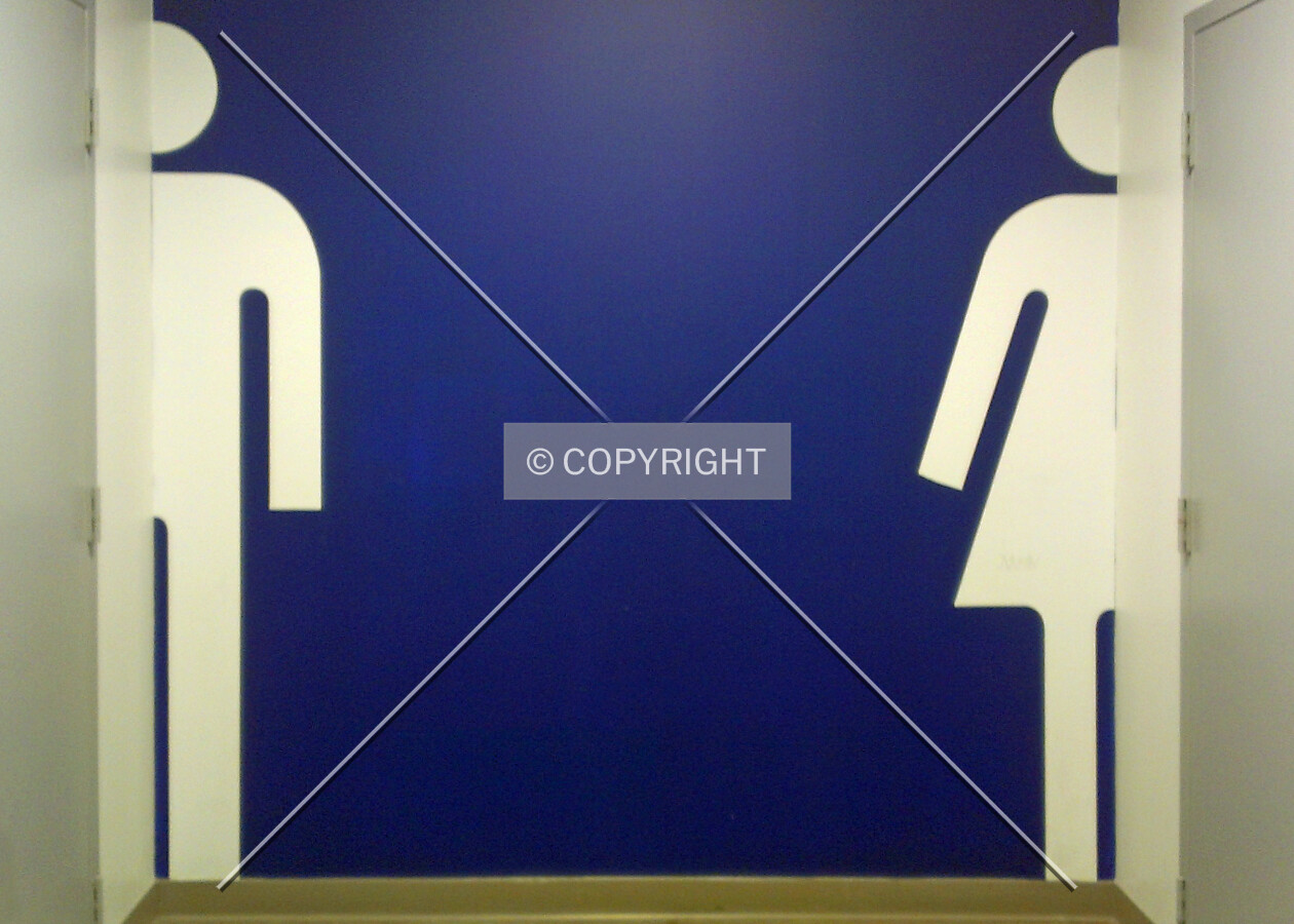 Restrooms near the front entrance