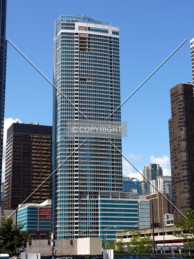 View to the northwest from Illinois Street at Lake Shore Drive