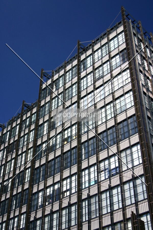 Looking up at the west façade
