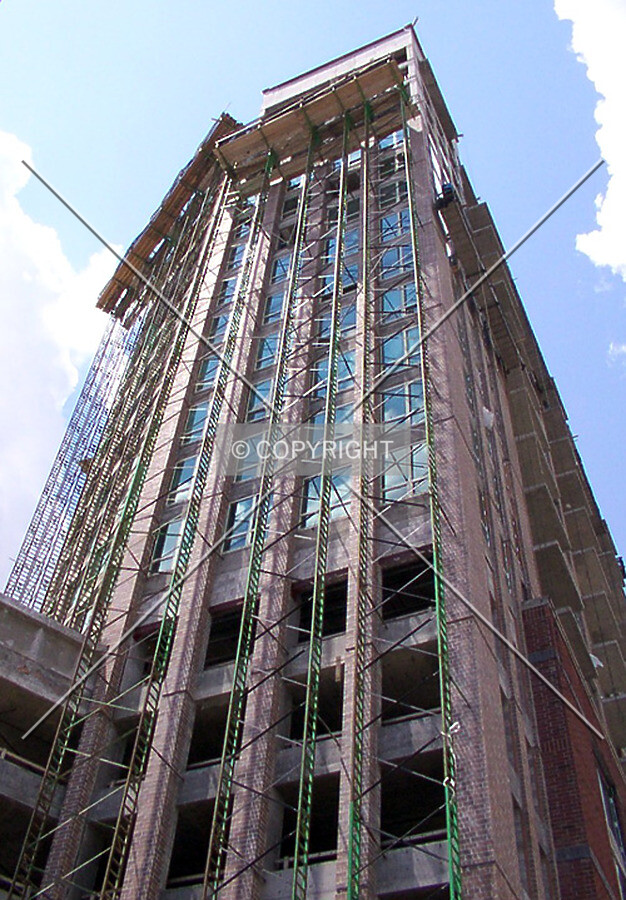 Looking up the southeast corner