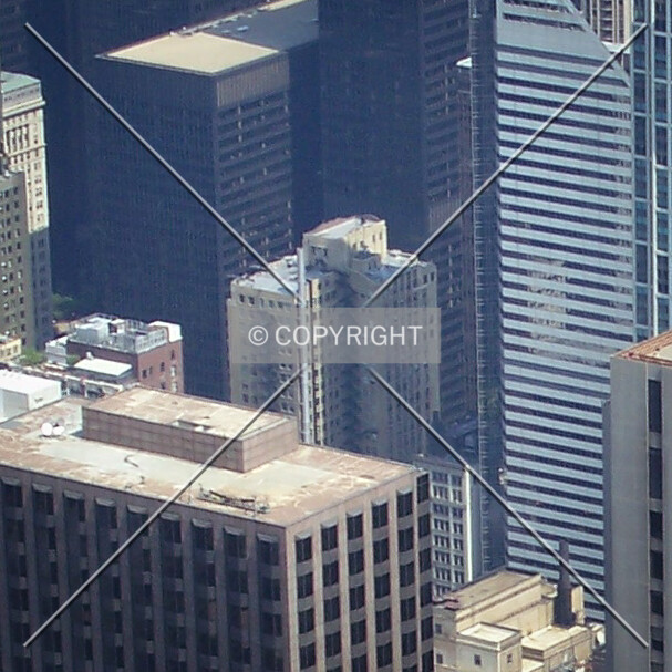 Distant view of the upper floors from the Willis Tower observation deck to the southwest; August 29, 2008