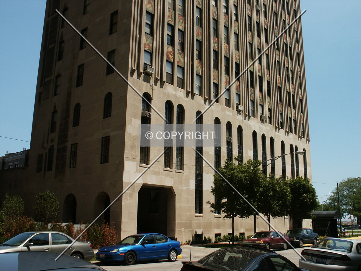 Base of the building from the southwest