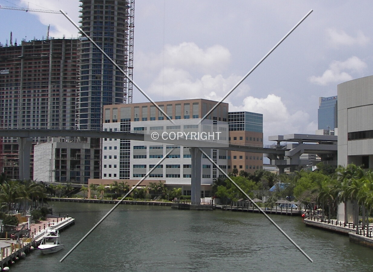 View from the east on Brickell Drive and the Miami River