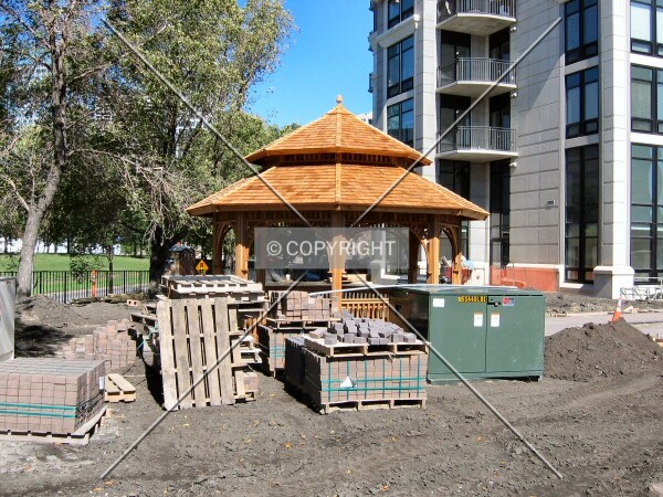 Gazebo with construction materials