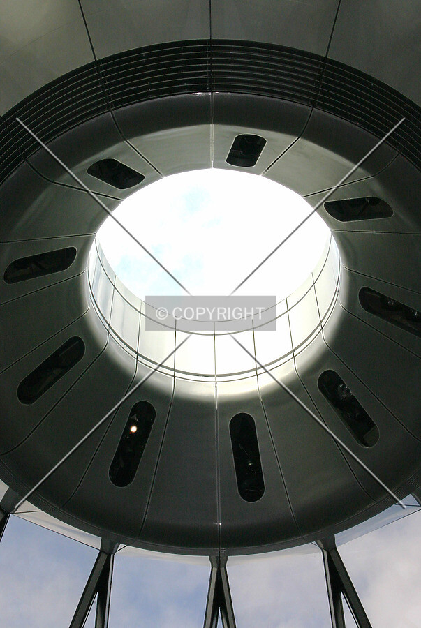 Close-up of the lens surrounded by the spotlamp array
