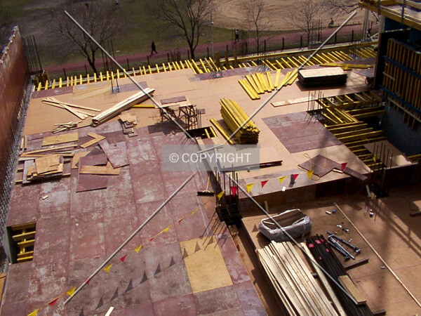 Looking down on the unfinished second floor