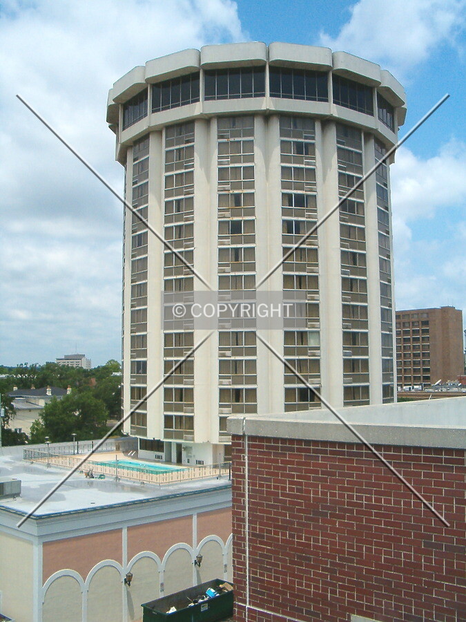 View from City parking garage looking northwest