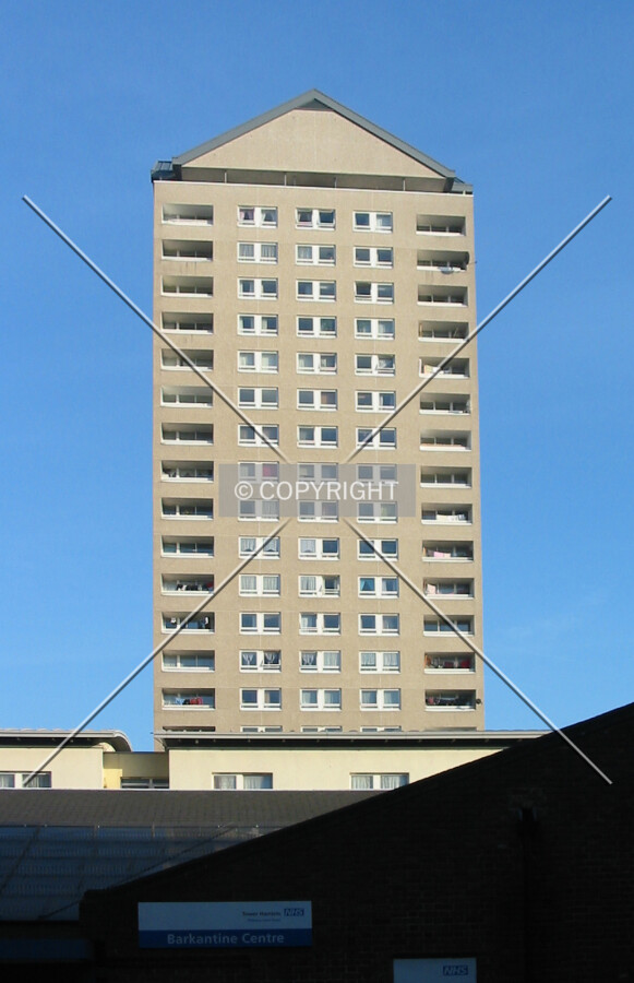 Looking up from Westferry Road